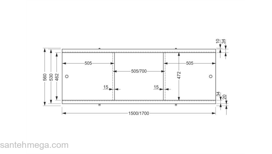 CERSANIT Панель для акриловых ванн UNIVERSAL 150 Type Click PA-TYPE3*150. Фото