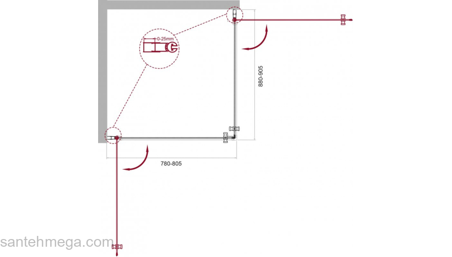 Душевой угол BELBAGNO ETNA-AH-2-80/90-C-Cr. Фото
