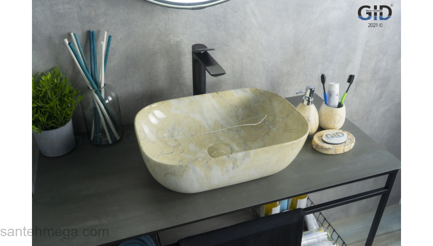 Раковина накладная GID Mnc547 46х33 54463 Под камень. Глянцевый. Фото