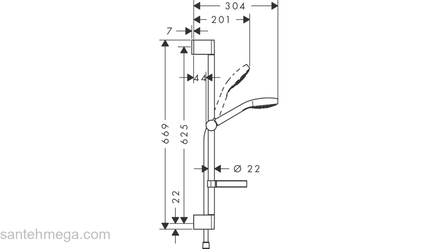 Душевой набор Hansgrohe Croma Select S Vario и мыльницей Casetta 26566400, белый/хром. Фото