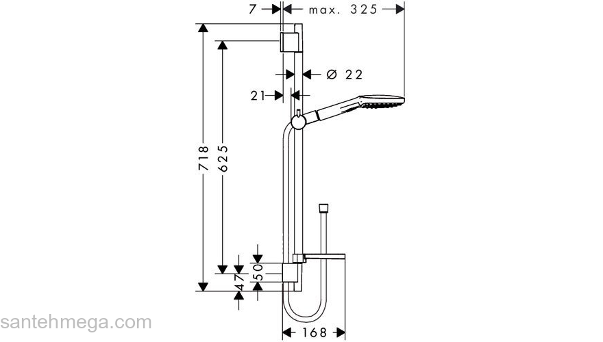 Душевой гарнитур Hansgrohe Raindance Select 120 3jet 65 (хром) 26620000. Фото