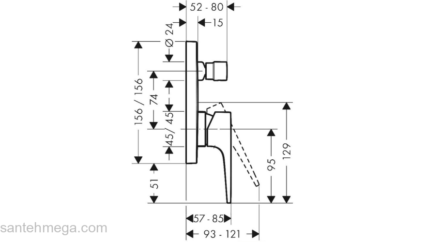 Смеситель для ванны Hansgrohe Metropol 32545670 матовый черный. Фото