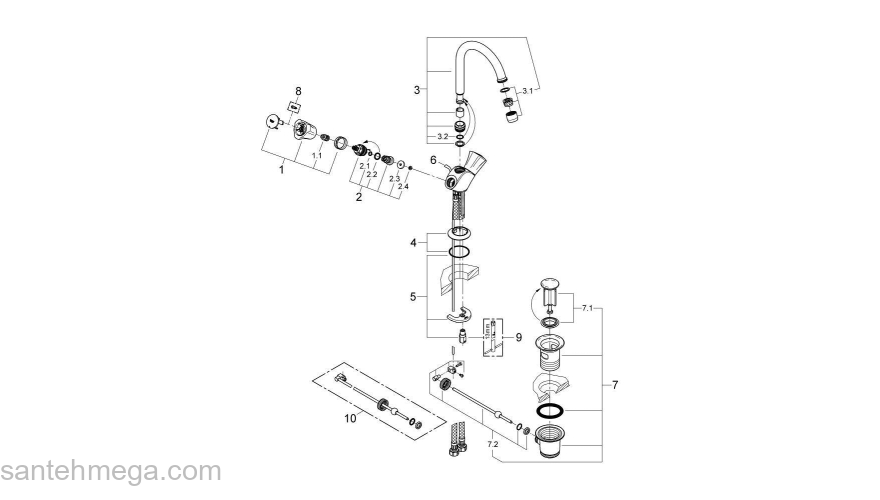 Смеситель для раковины GROHE Costa 21375001. Фото