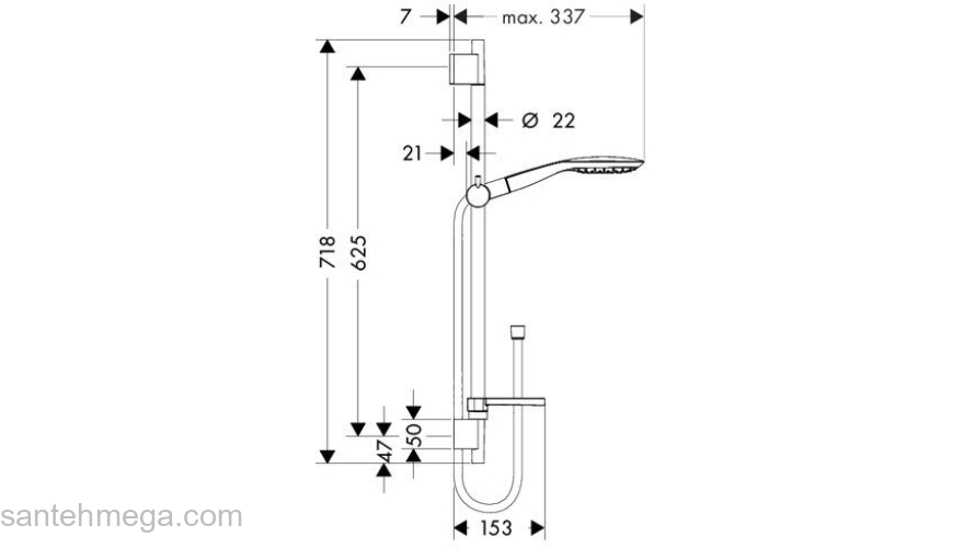 Душевой гарнитур Hansgrohe Raindance Select 150/Unica 27856000. Фото