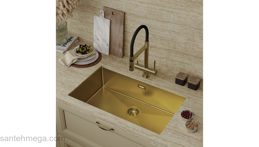 Мойка нерж. сталь универсального монтажа матовое золото 740*440  Edifice IDDIS EDI74B0i77. Фото