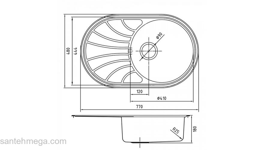 Мойка нерж. сталь шелк 770*480 Suno S IDDIS SUN77SDi77. Фото