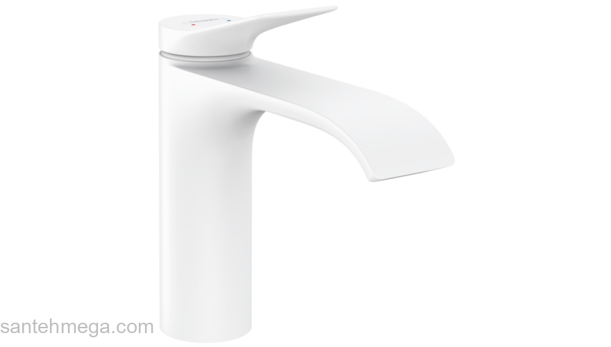 Vivenis Смеситель для раковины, однорычажный, 110 без сливного гарнитура 75022700, матовый белый. Фото