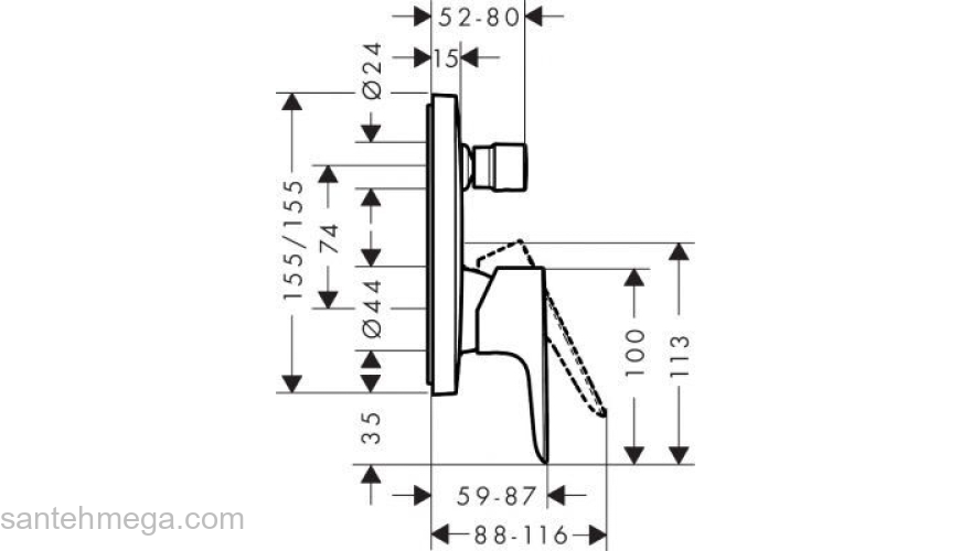 Смеситель для ванны с душем Hansgrohe Talis E 71745990. Фото