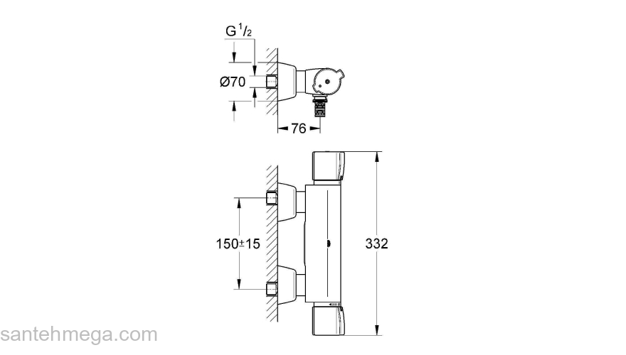 GROHE 34427000 Grohtherm 2000 Special Термостат для душа. Фото