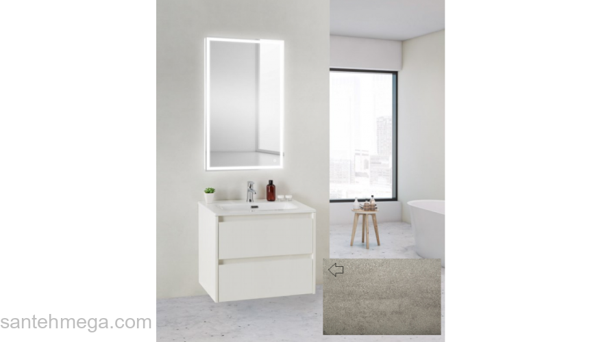 Тумба под раковину подвесная BELBAGNO KRAFT 39-700/390-2C-SO-CG Cemento Grigio. Фото