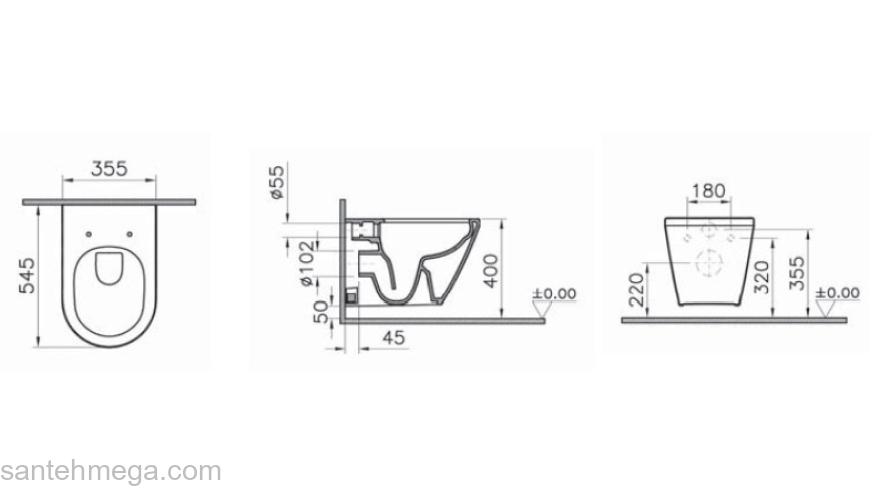 Подвесной унитаз VITRA Integra Round безободковый 7041B003-0075. Фото