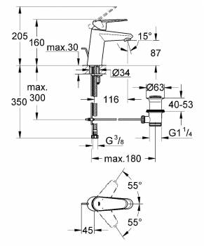 GROHE 33190A02 Eurodisc Cosmo Смес.д.раковины,слив.гарн. Фото