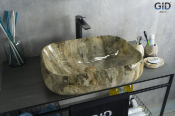 Раковина накладная GID Mnc186 56х42 54423 Под камень. Глянцевый. Фото