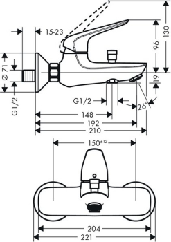 Смеситель для ванны Hansgrohe Novus 71040000. Фото