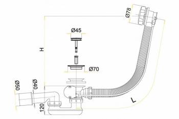 Слив-перелив ALCAPLAST A55K-RU-01 (57см). Фото