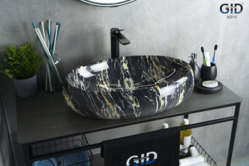 Раковина накладная GID Mnc163 59х40 54405 Под камень. Глянцевый. Фото