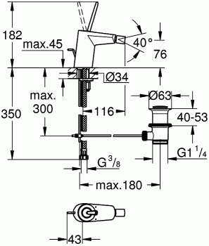 Смеситель для биде GROHE Eurodisk Joystick 24036000. Фото