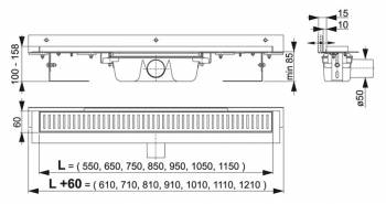 Водоотводящий желоб ALCAPLAST Flexible APZ4-650. Фото