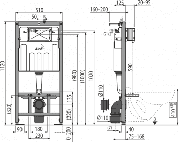 Система инсталляции для унитазов AlcaPlast Sadromodul AM101/1120-0001. Фото
