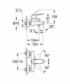Смеситель для ванны GROHE Eurosmart Cosmopolitan 32831000. Фото