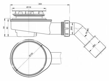 Сифон для душевого поддона ALCAPLAST A491CR. Фото