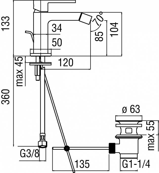 Смеситель для биде TekNOBILI Up UP94119/1CR. Фото