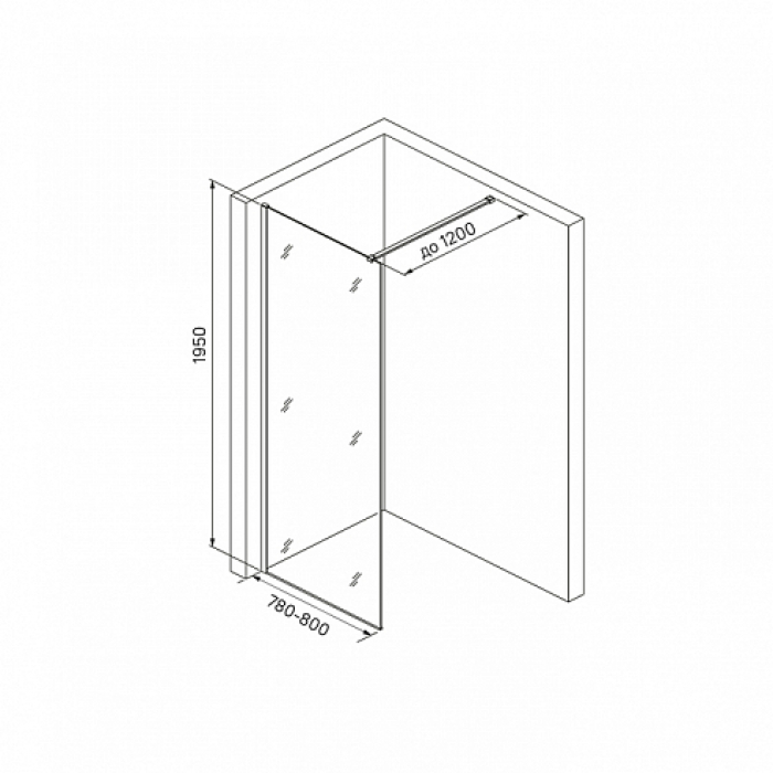 Душевая перегородка IDDIS Walk In Slide 80х195 SLI8CS8i23