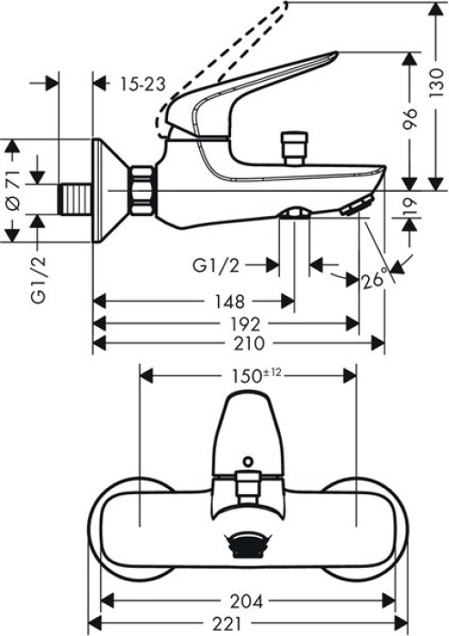 Смеситель для ванны Hansgrohe Novus 71040000. Фото