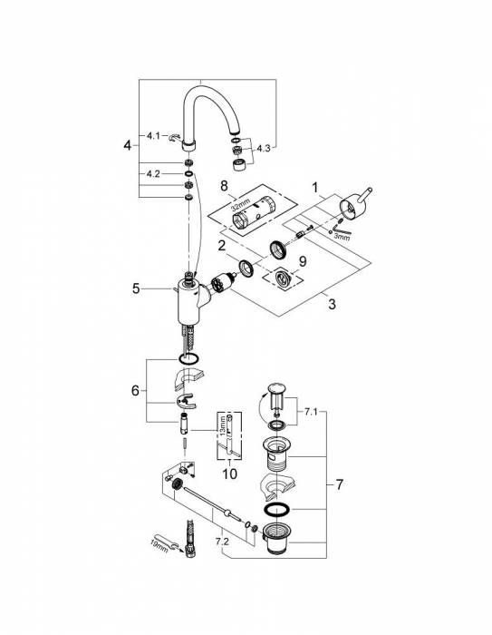 Смеситель для раковины Grohe Concetto New 32629001. Фото
