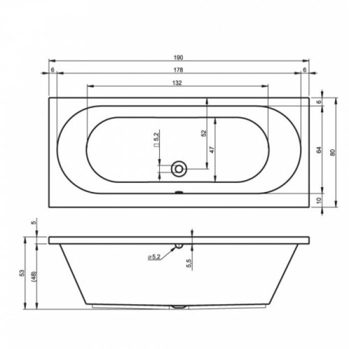 Ванна акриловая RIHO Carolina 190х80 BB55005. Фото