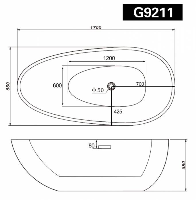 Акриловая ванна GEMY G9211B. Фото