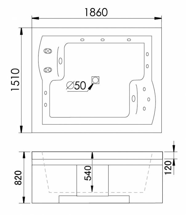 Акриловая ванна GEMY G9052 II B L. Фото