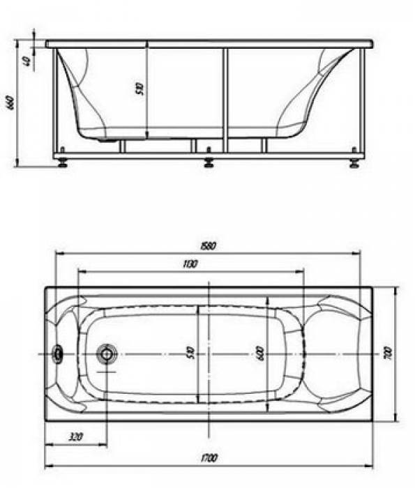 Ванна АКВАТЕК Альфа 170х70 без гидромассажа. Фото