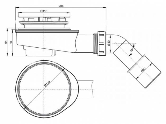 Сифон для душевого поддона ALCAPLAST A491CR. Фото