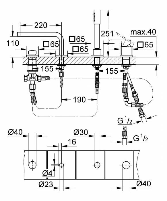 Смеситель для ванны GROHE Quadra 19579000. Фото