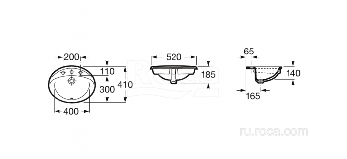 Раковина встраиваемая ROCA Rodeo 52х41 327866000. Фото