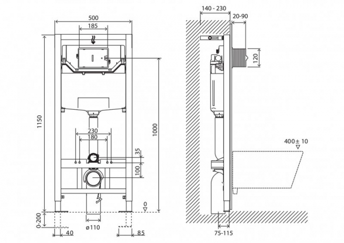 Инсталляция для подвесного унитаза BelBagno BB001-120. Фото