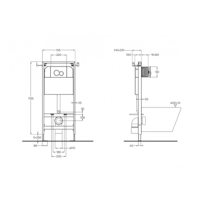 Инсталляция для подвесного унитаза BelBagno BB097SET.Q.CR клавиша хром глянцевый. Фото