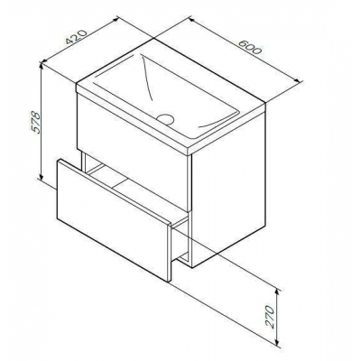 База под раковину подвесная 60 см, 2 ящика, белый глянец AM.PM Gem M90FHX06022WG. Фото