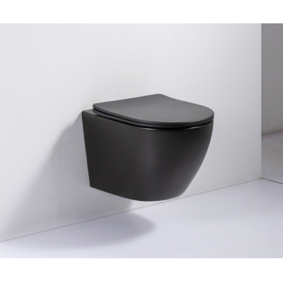 Чаша унитаза безободкового подвесного BELBAGNO Colorato Nero BB062CHR-MB. Фото