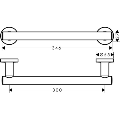 Поручень Hansgrohe Logis Universal 300мм 41713000 для ванной комнаты. Фото
