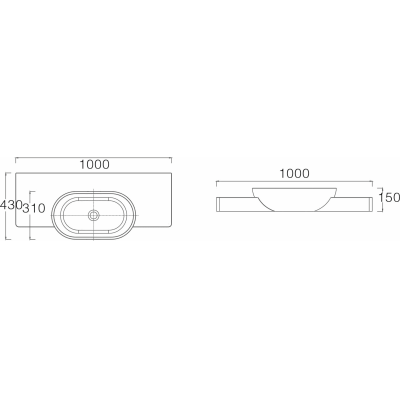 Раковина NS BATH NSS-1043G (глянцевая) 100х43. Фото