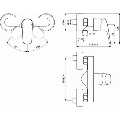 Смеситель для душа IDEAL STANDARD Ceraflex B1720AA. Фото