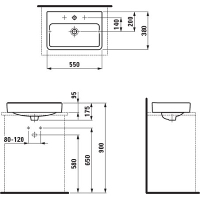 Раковина накладная LAUFEN Pro S 55x38 8.1895.8.000.104.1. Фото
