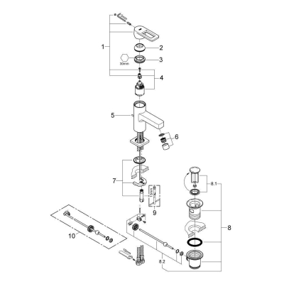 Смеситель для раковины GROHE Quadra 3263100E. Фото