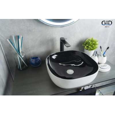 Раковина накладная GID Nc360 43х43 52204 Черный / Белый. Фото