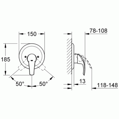 Смеситель для душа GROHE Eurosmart 19451001 (внешняя часть). Фото