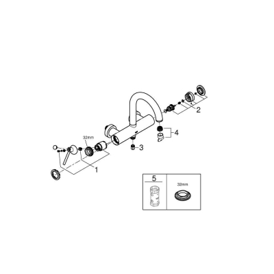 GROHE 32652DC3 Atrio New Смеситель однорычажный для ванны, настенный монтаж, СуперСталь. Фото