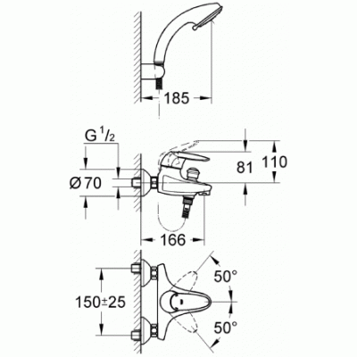 Смеситель для ванны GROHE Eurodisc Сosmopolitan 33395002. Фото