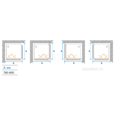Душевое ограждение Акватон Prima квадратное 80х80х190 1AX011SSXX000. Фото